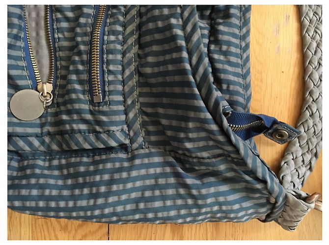 Stella Mc Cartney borsa in tessuto a righe Stella McCartney / Lesportsac Blu Grigio - vista 8