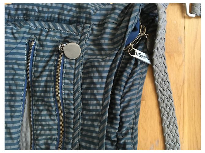 Stella Mc Cartney borsa in tessuto a righe Stella McCartney / Lesportsac Blu Grigio - vista 9