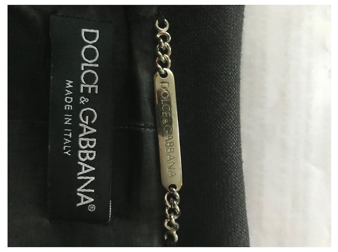 Dolce & Gabbana Giacca nera in lino e cotone con pizzo Nero - vista 4
