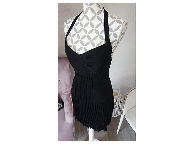 Pierre Balmain Schwarzes Plissee Strickkleid - Ansicht 13