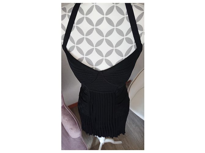 Pierre Balmain Schwarzes Plissee Strickkleid - Ansicht 4