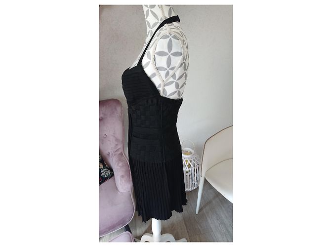 Pierre Balmain Schwarzes Plissee Strickkleid - Ansicht 6