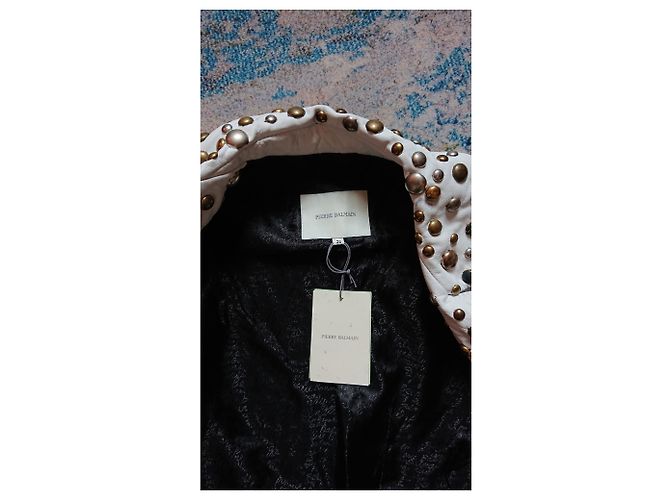 Pierre Balmain Perfecto Lederjacke Weiß - Ansicht 13