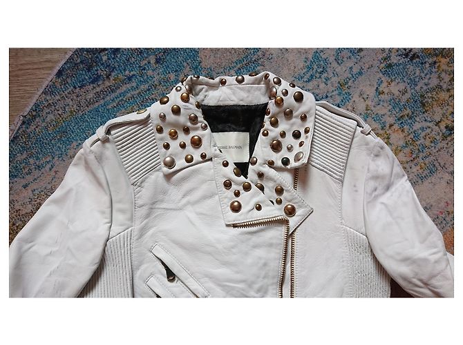 Pierre Balmain Perfecto Lederjacke Weiß - Ansicht 2