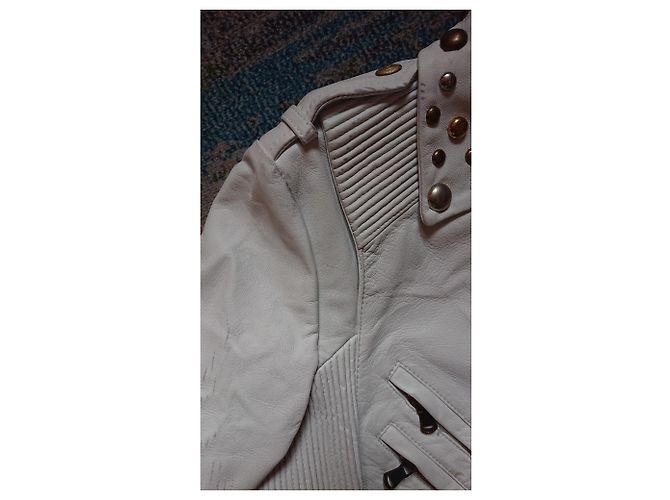 Pierre Balmain Perfecto Lederjacke Weiß - Ansicht 3