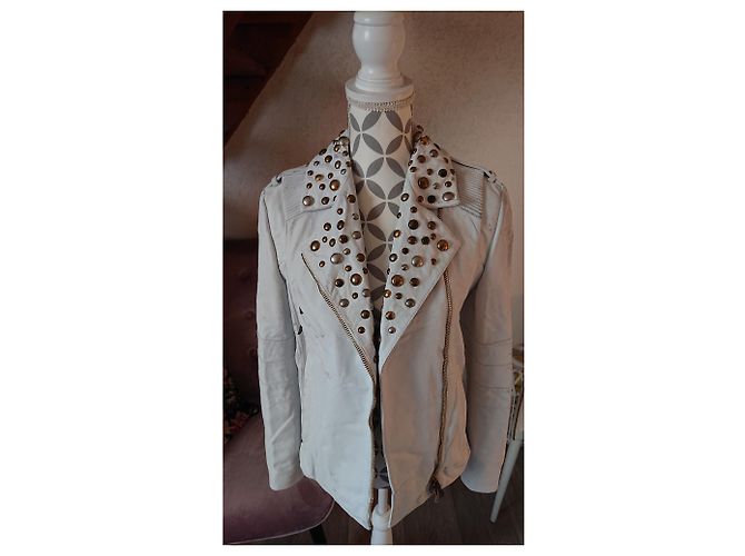 Pierre Balmain Perfecto Lederjacke Weiß - Ansicht 4