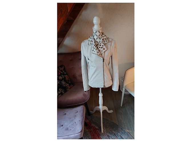 Pierre Balmain Perfecto Lederjacke Weiß - Ansicht 6