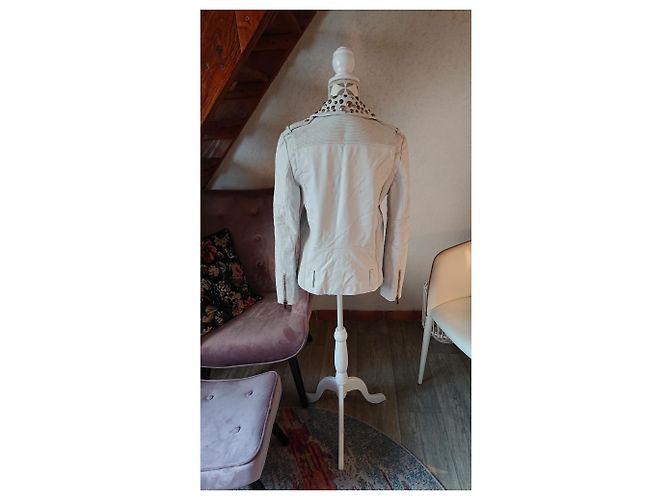 Pierre Balmain Perfecto Lederjacke Weiß - Ansicht 9