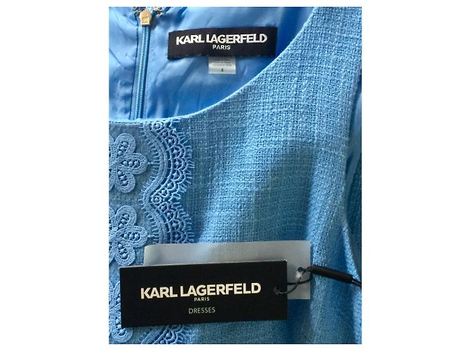 Karl Lagerfeld Tweedkleid mit Spitzendetail Hellblau - Ansicht 6