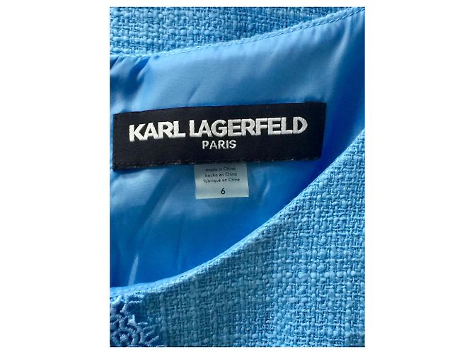 Karl Lagerfeld Tweedkleid mit Spitzendetail Hellblau - Ansicht 7