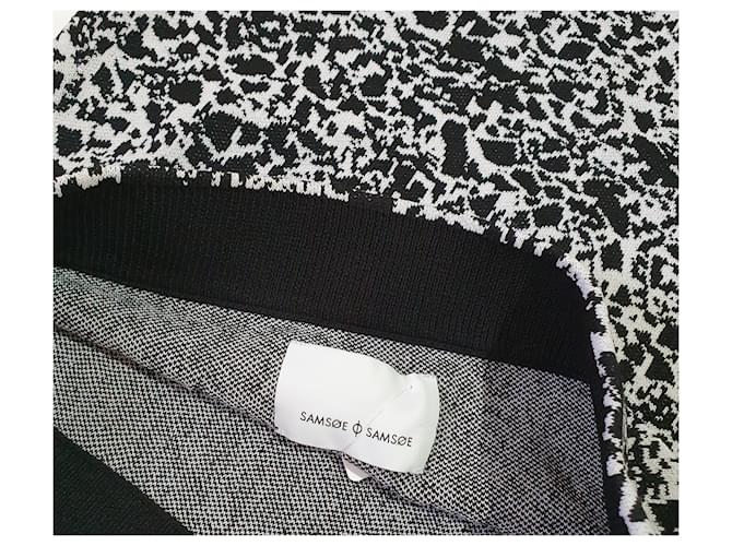 Falda Samsoe & Samsoe Negra Blanca Poliéster XS Negro Blanco - vista 3