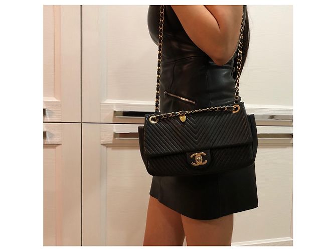 Chanel Borsa chevron senza tempo Nero - vista 18