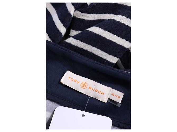 Tory Burch gestreiftes Leinenkleid Blau Weiß XL Mehrfarben - Ansicht 3