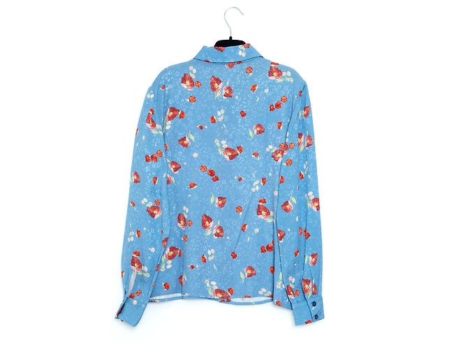 Vilshenko Georgia Bluse aus blauer Damast-Viskose - Ansicht 3