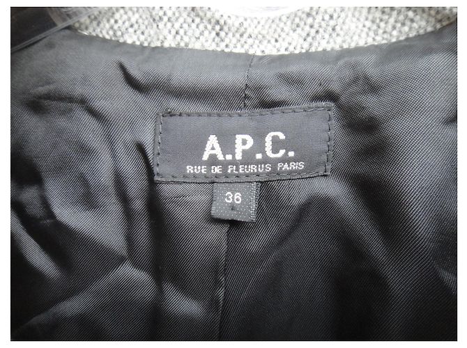 Abrigo Apc de tweed de lana gris corte trapecio 36 - vista 2