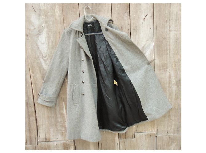 Abrigo Apc de tweed de lana gris corte trapecio 36 - vista 6