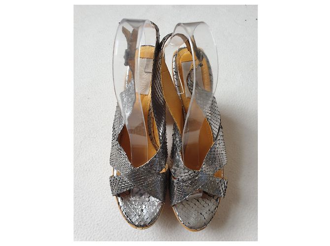 Lanvin Sandálias Python prateadas - vista 2