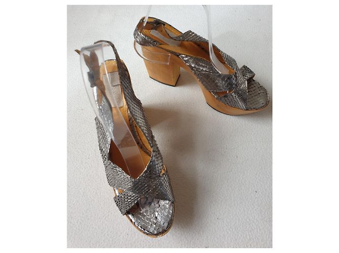 Lanvin Sandálias Python prateadas - vista 5