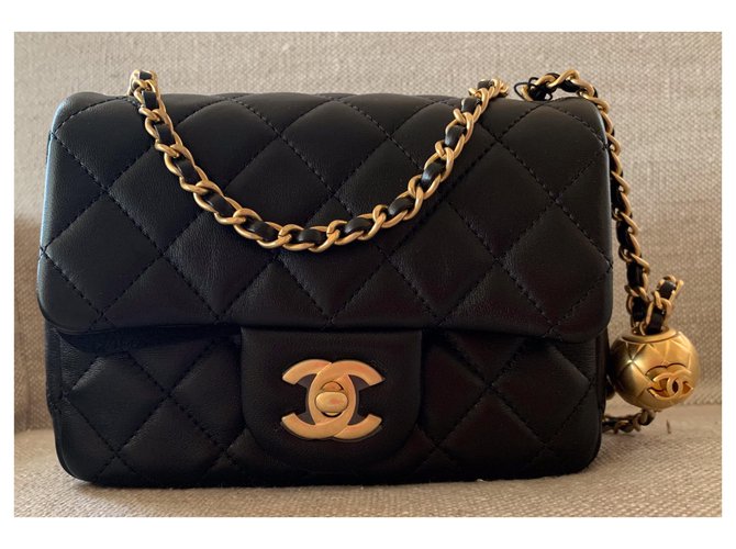 Chanel Runway Black Square Mini Flap Pearl Crush Bag Lambskin ref ...