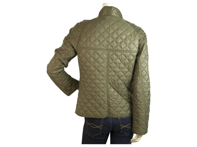 Burberry BRIT Khaki Checked Single Brusted Quilted Lightweight Jacket ...