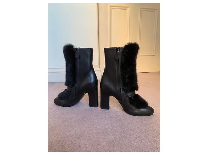 Botines Hermès de piel de visón negro 36.5 - vista 2