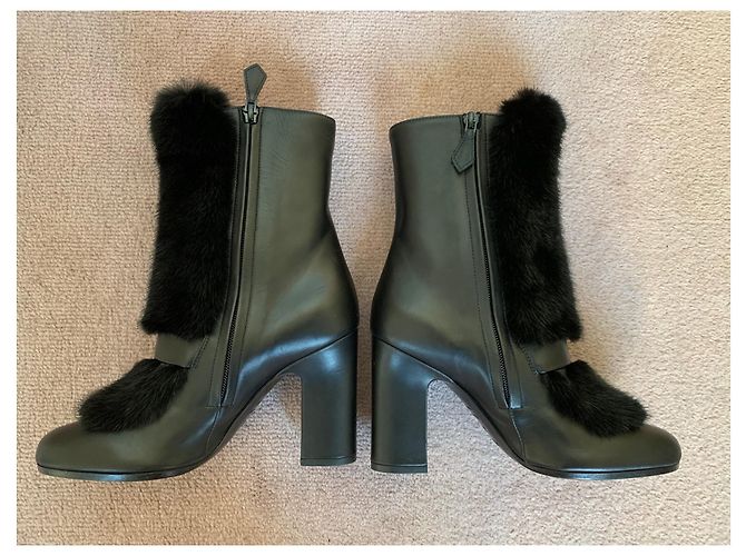Botines Hermès de piel de visón negro 36.5 - vista 4