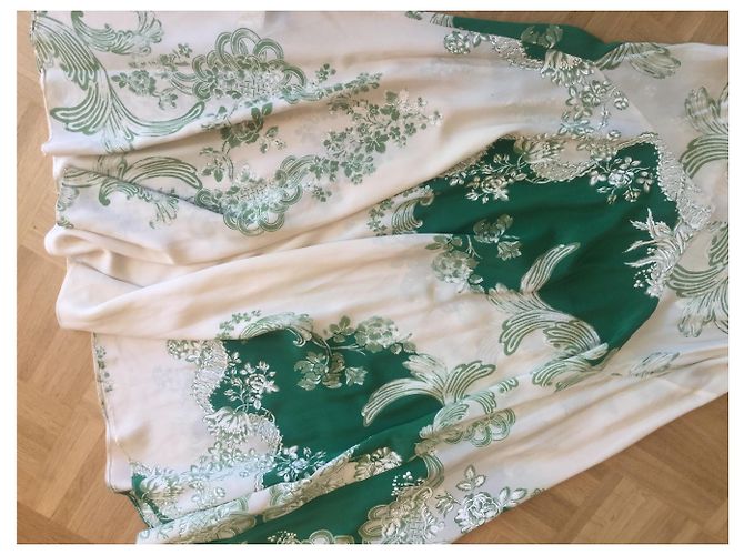 Falda larga Roberto Cavalli de seda blanca y verde Blanco - vista 3