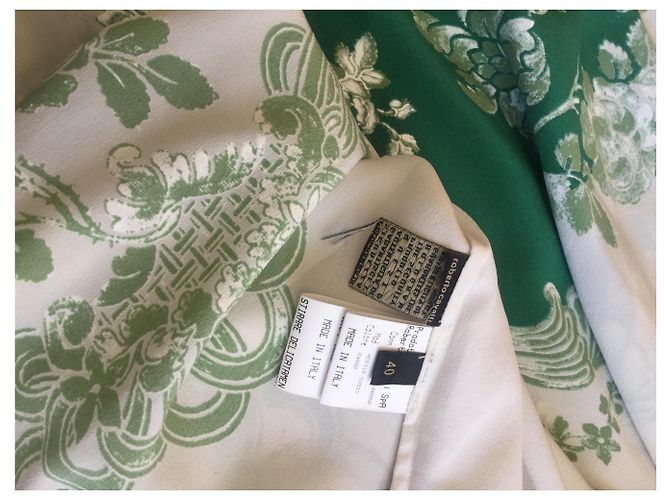 Falda larga Roberto Cavalli de seda blanca y verde Blanco - vista 4