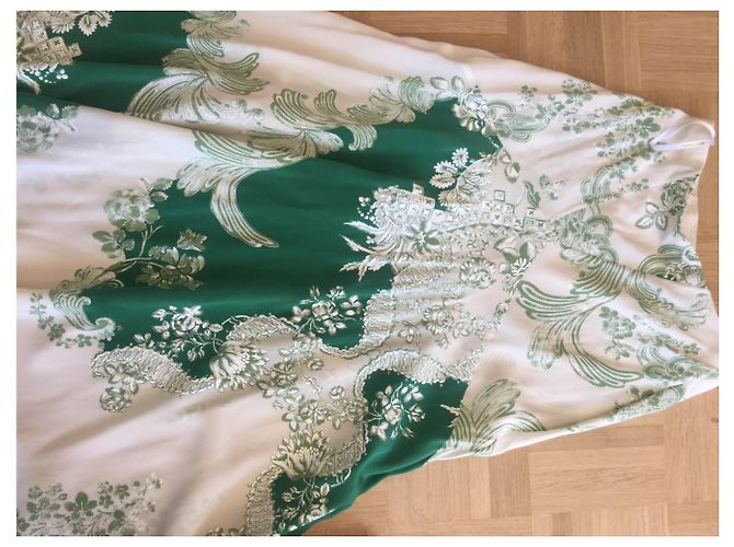 Falda larga Roberto Cavalli de seda blanca y verde Blanco - vista 6