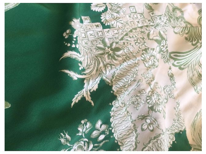 Falda larga Roberto Cavalli de seda blanca y verde Blanco - vista 8