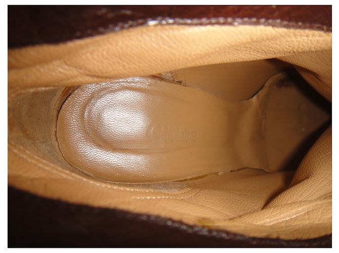 Botas Chloé de cuero marrón oscuro 38,5 - vista 2