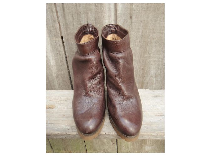 Botas Chloé de cuero marrón oscuro 38,5 - vista 4