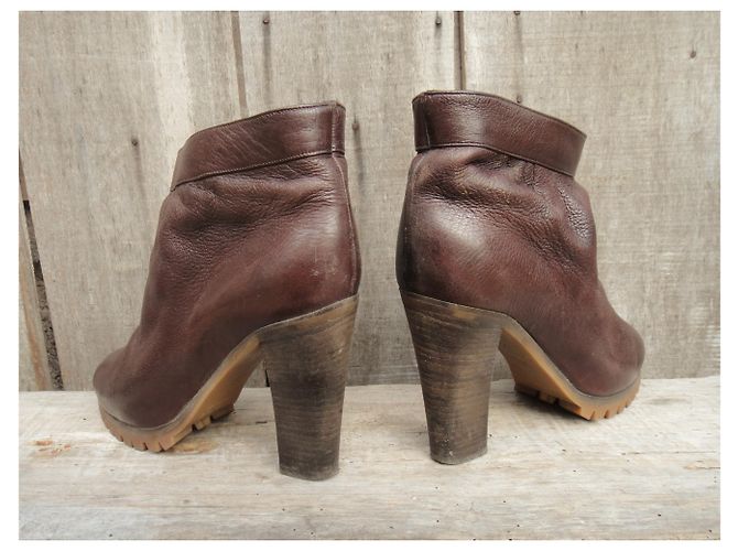 Botas Chloé de cuero marrón oscuro 38,5 - vista 5