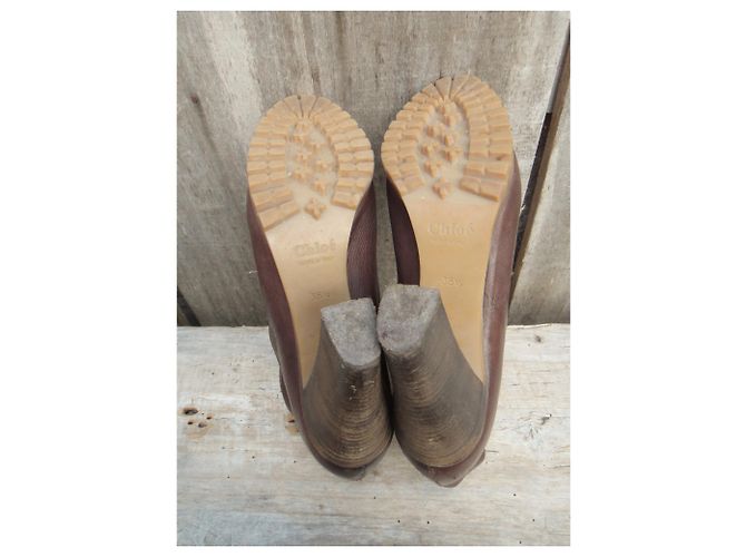 Botas Chloé de cuero marrón oscuro 38,5 - vista 6