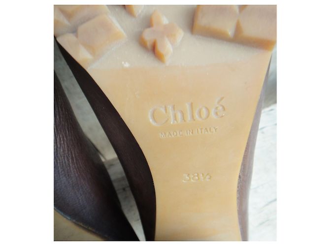 Botas Chloé de cuero marrón oscuro 38,5 - vista 7