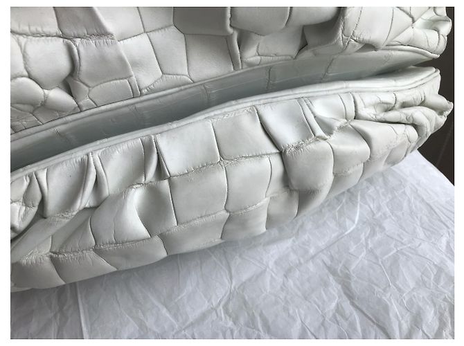 Zagliani Großes Krokodil 12000€ Puffy Bag Weiß - Ansicht 11