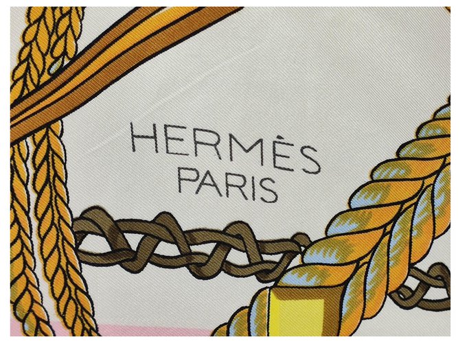 Sciarpa di seta Hermès Le Timbalier Rosa e Bianca 90x90cm Bianco Multicolore - vista 11