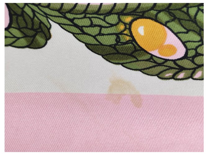 Sciarpa di seta Hermès Le Timbalier Rosa e Bianca 90x90cm Bianco Multicolore - vista 14