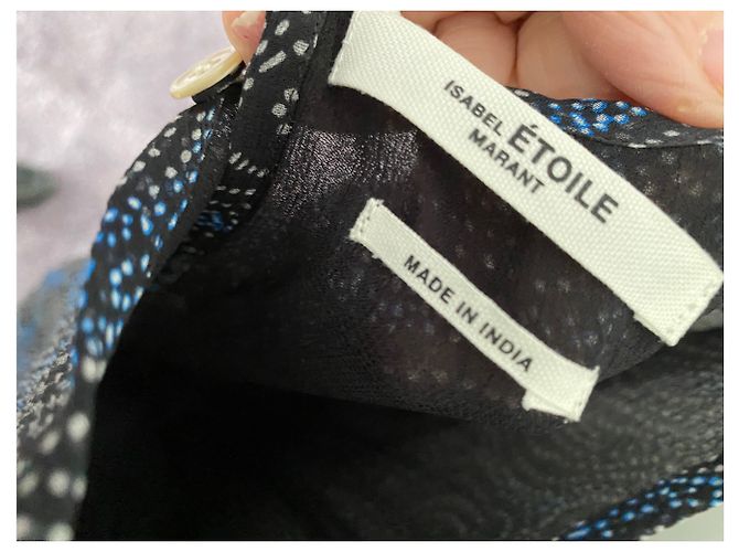 Abito Isabel Marant Etoile in seta blu e nero - vista 2