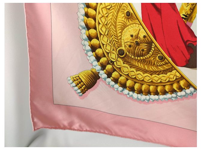 Hermès Plaza de toros Rosa Roja Beige Dorado Azul claro - vista 10