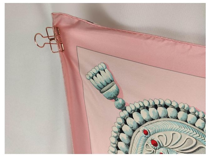 Hermès Plaza de toros Rosa Roja Beige Dorado Azul claro - vista 12