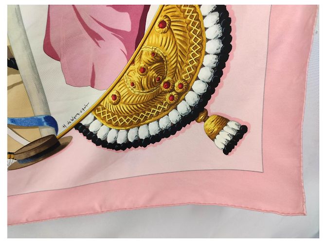 Hermès Plaza de toros Rosa Roja Beige Dorado Azul claro - vista 8