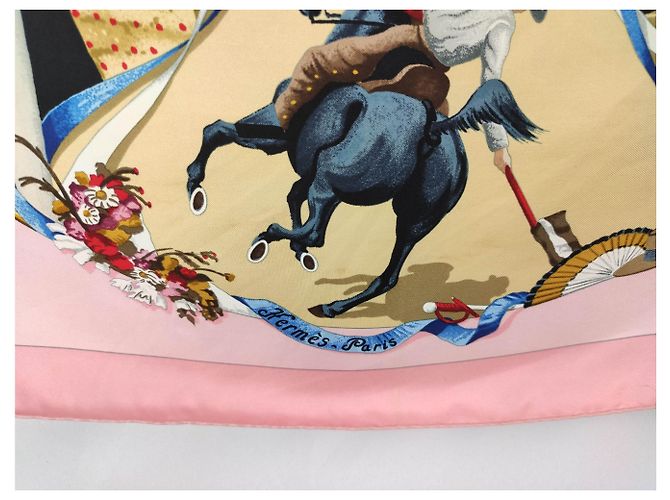 Hermès Plaza de toros Rosa Roja Beige Dorado Azul claro - vista 9
