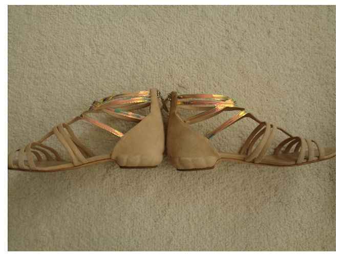 Sandali piatti Chanel in scamosciato beige - vista 6