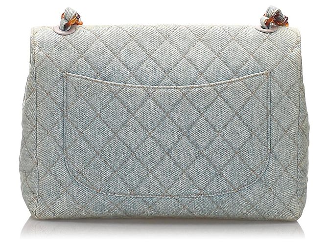 Borsa a patta in denim Matelasse blu Chanel - vista 3