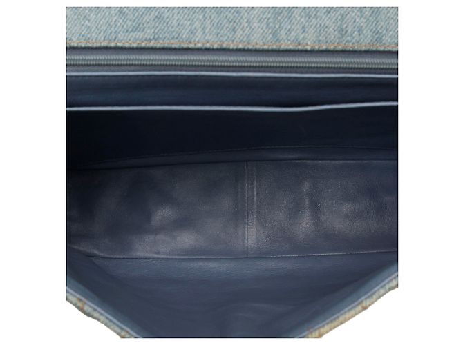 Borsa a patta in denim Matelasse blu Chanel - vista 5