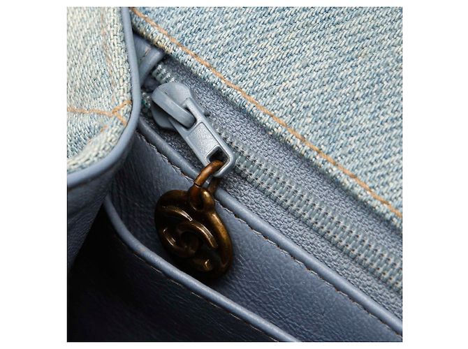 Borsa a patta in denim Matelasse blu Chanel - vista 8