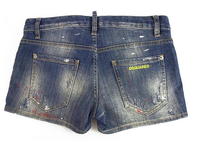 Dsquared2 Dsquared 2 D2 Blue Distressed Demin Jeans Sommer Button Shorts Größe 38 - Ansicht 2