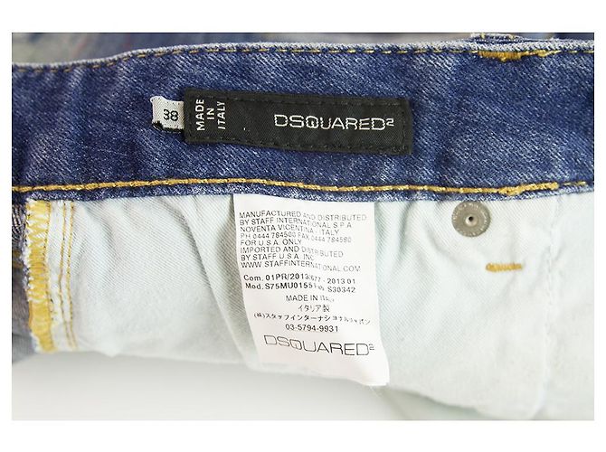 Dsquared2 Dsquared 2 D2 Blue Distressed Demin Jeans Sommer Button Shorts Größe 38 - Ansicht 3