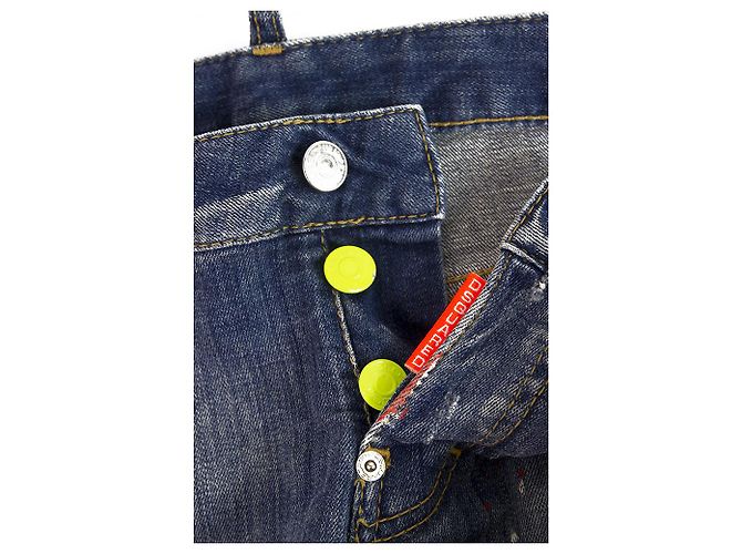 Dsquared2 Dsquared 2 D2 Blue Distressed Demin Jeans Sommer Button Shorts Größe 38 - Ansicht 5
